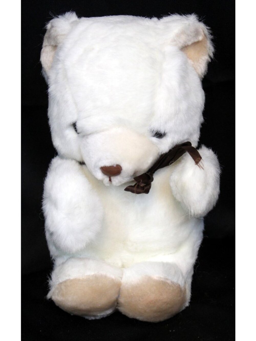 VTG 80s Russ Berrie Friendly Teddies Plush 9" Bear Cream Mint Soft Bow #374 Exel
